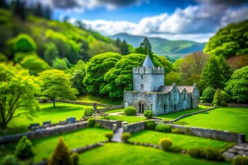 Muckross Abbey in Killarney National Park - Stunning Tilt-Shift Photography Capture of Historic Ruins Surrounded by