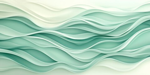 Fototapeta premium Gentle Waves of Mint, an abstract design featuring soft, flowing patterns in soothing mint tones, creating a tranquil visual experience.