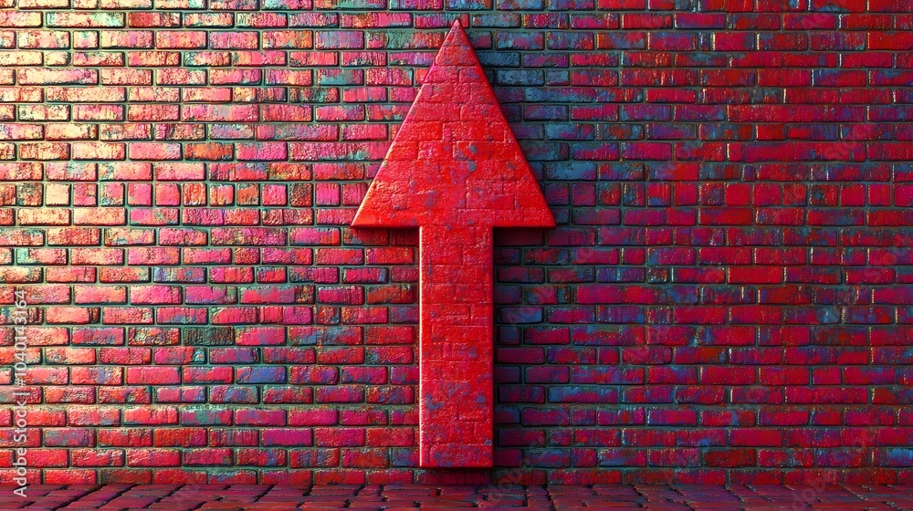 Poster A red arrow down symbol in bold, with a smooth gradient texture, standing alone on a transparent background, no background