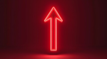 A red downward arrow symbol in neon light style, floating with no background