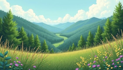 Fototapeta premium Enchanting Valley A Journey Through Natures Embrace
