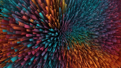 Obraz premium Vibrant abstract background features dynamic 3D shapes in a colorful explosion of hues