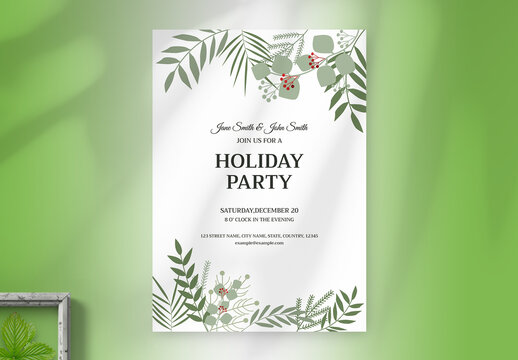 Graphic Floral Holiday Party Invitation Layout