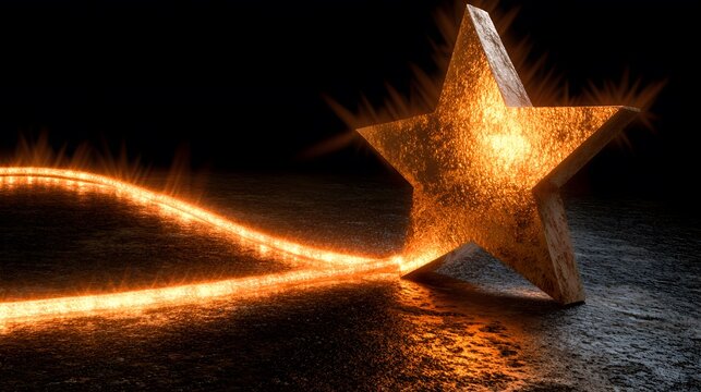 A glowing star at the top of an increasing trend line, symbolizing a top performer in market reports, no background