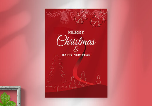 Christmas and New Year Greeting Card Layout