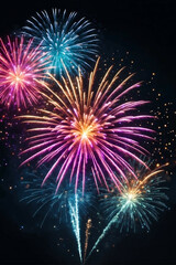 Fototapeta premium Colorful fireworks illuminate the night sky during New Year’s Eve celebrations