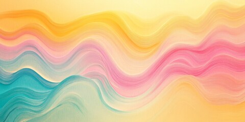 Pastel Zigzag Flowing Pattern, gentle hues intertwining, zigzag design on a soft yellow backdrop, creating a serene visual rhythm