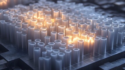A futuristic cluster segmentation chart in 3D, showing detailed divisions in a company s market analysis, no background