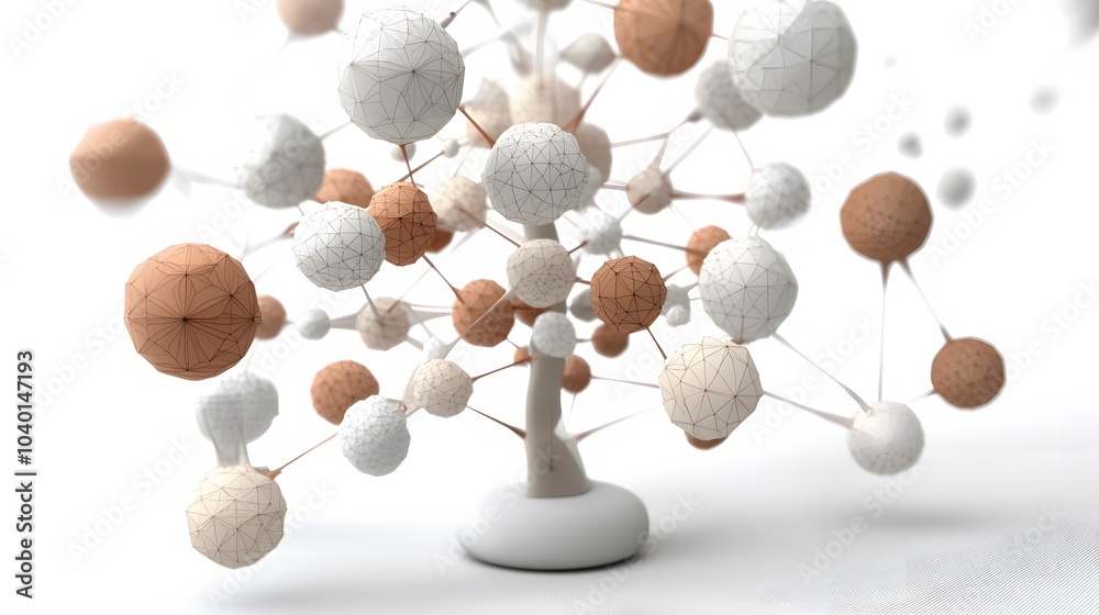 Poster A 3D decision tree diagram, showing distinct nodes and branches, representing a data-driven business decision model, no background