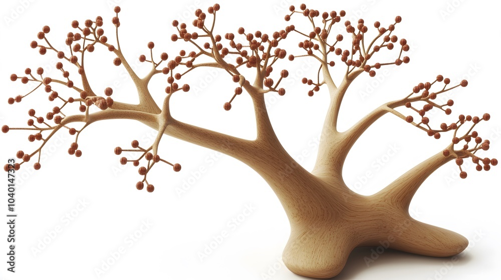 Fototapete A 3D decision tree diagram with clear paths, each branch leading to a unique outcome, representing decision-making in data analytics, no background