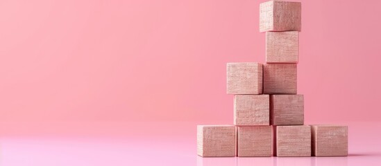 A symbolic representation of following guidelines displayed on wooden blocks against a pink background with a copy space image for emphasis