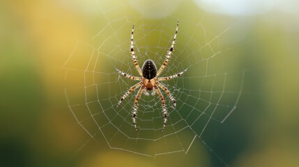 Spider in web in outdoors.
