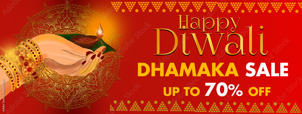 Wall mural Diwali Sale Poster Design, Festive Discount Sale , DIWALI SALE Retail Sale, Promotion, Advertisement, Flyer, Poster, Banner , Diwali Dhamaka Sale Label Design Template	