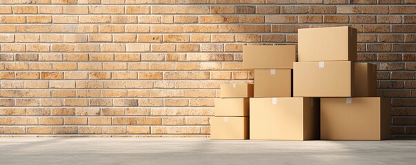 Fototapeta premium Minimalist Storage Unit Scene with Carried Boxes and Organized Chaos - Perfect for Downsizing and Decluttering Concepts