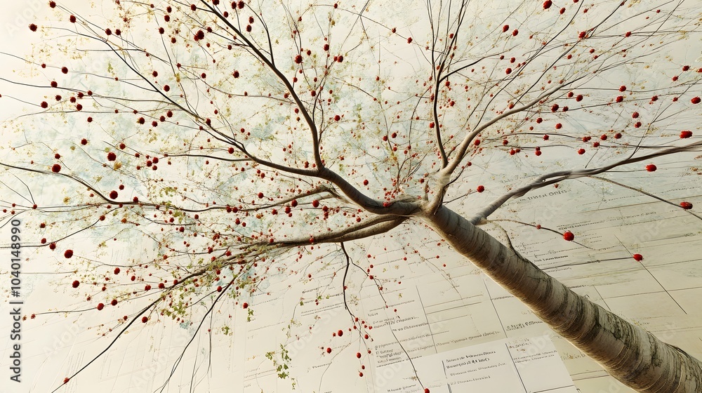 Poster A high-resolution view of a decision tree model with multiple branches, each segment representing a different decision path in business, no background