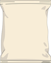 Cartoon snack foil bag packaging illustration.