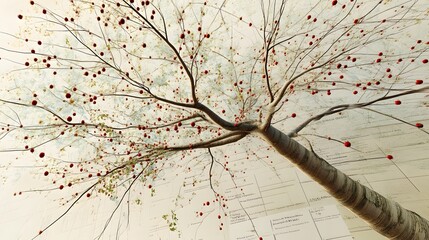 A high-resolution view of a decision tree model with multiple branches, each segment representing a different decision path in business, no background