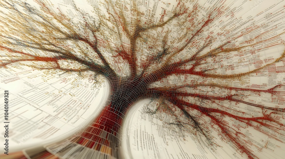 Poster A close-up of a decision tree diagram, each branch representing a different choice in a business report, with sharp angles and clean design, no background