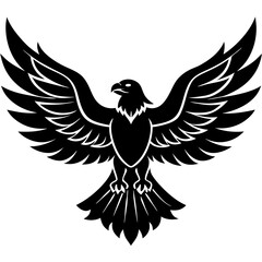 Fototapeta premium A vector silhouette of an eagle with spread wings against a white background