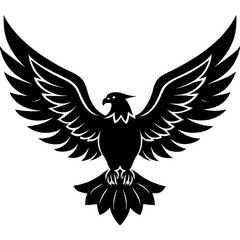 Obraz premium A vector silhouette of an eagle with spread wings against a white background