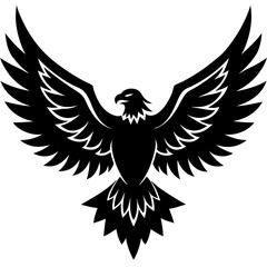 Fototapeta premium A vector silhouette of an eagle with spread wings against a white background