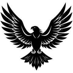 Obraz premium A vector silhouette of an eagle with spread wings against a white background