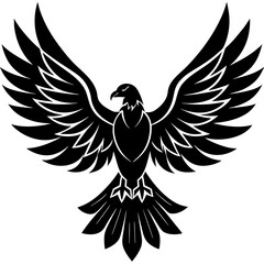 Obraz premium A vector silhouette of an eagle with spread wings against a white background