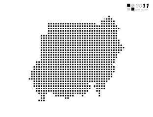 Fototapeta premium Vector abstract pixel black of Sudan map. Organized in layers for easy editing.