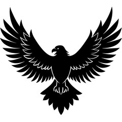Obraz premium A vector silhouette of an eagle with spread wings against a white background