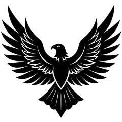 Fototapeta premium A vector silhouette of an eagle with spread wings against a white background