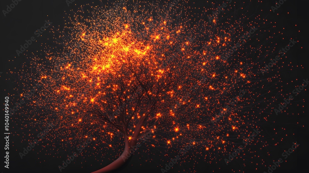 Poster A glowing 3D K-Means model, with clusters of data points grouped around bright centroids, each cluster in a different color, no background