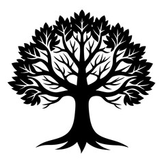 Obraz premium Oak Trees Vector Silhouette