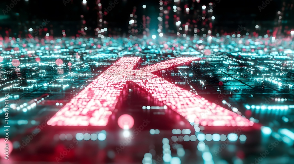 Poster A futuristic K-Means model in 3D, with glowing centroids and clusters of data points grouped by proximity, with 'K-Mean' written at the center, no background