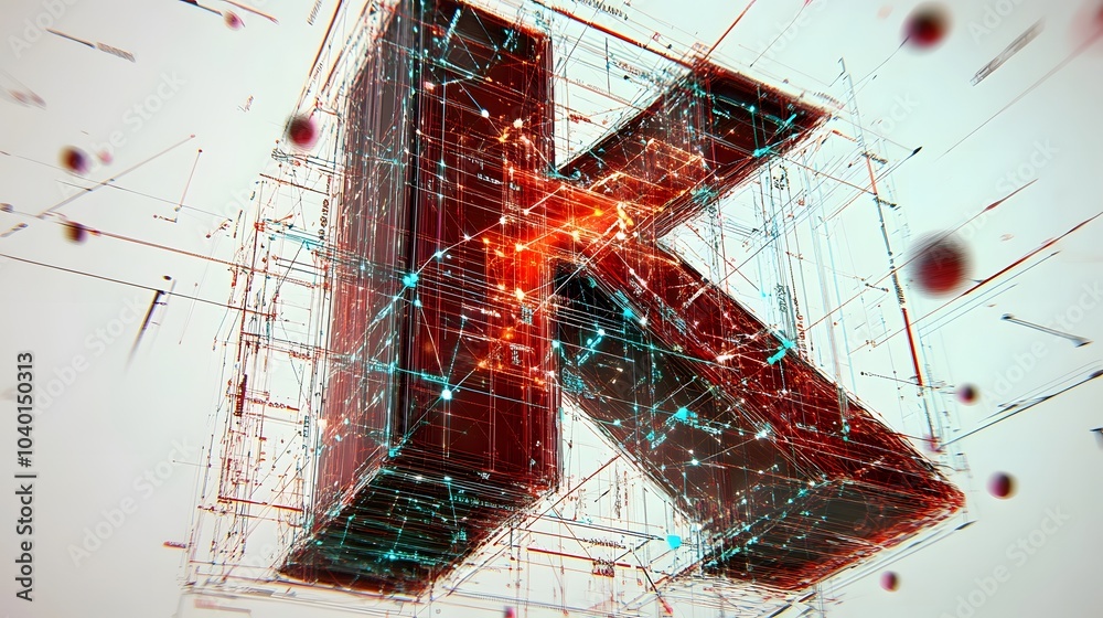 Poster a 3d k-means diagram with sharp, clean lines, each cluster clearly separated by color, with glowing 