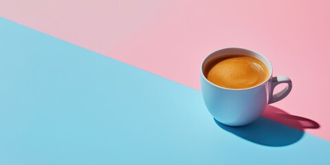 Cup of coffee on a colored background.