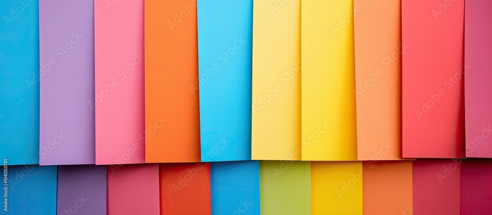 Wall mural rows of vibrant construction paper placed neatly with copy space image