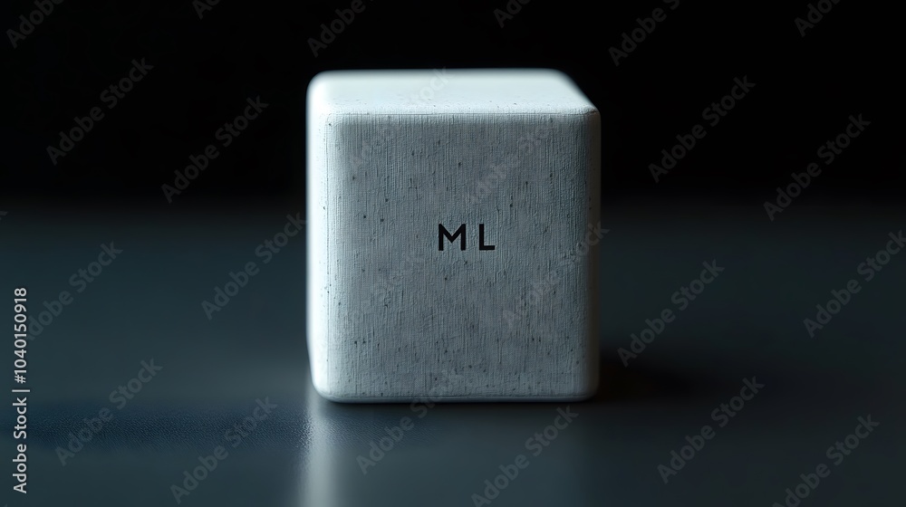 Aufkleber a minimalistic predictive model, with the words 'ml' written at the top in a clean modern font, no b
