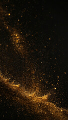 Golden dust sparkles against a black background