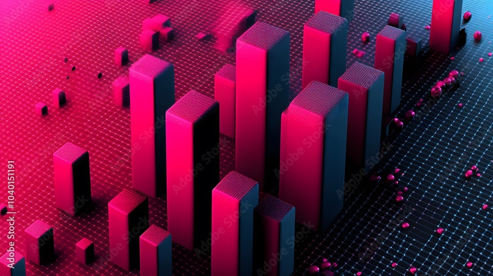 Poster A glowing 3D bar chart representing machine learning outcomes, with the words 'Machine Learning' integrated into the design, no background