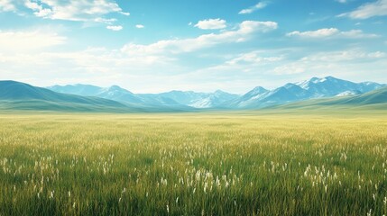 North American grassland with mountains in the distance and plenty of room for text