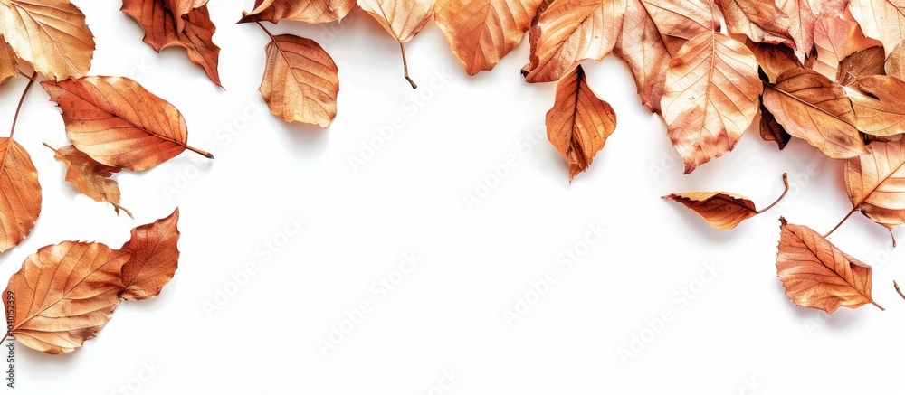 Sticker Isolated dry leaves on a white background with copy space image