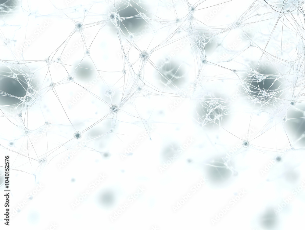 Poster Flat Neuroplasticity Light Threads Concept Close Up of Glowing Neural Connections in White Showing New Pathways. Isolated Background for Janeiro Branco Messaging in Vector Style.