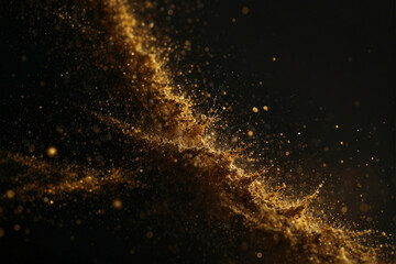 Obraz premium Golden dust explodes against a black background