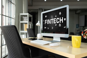 Fintech financial technology software for modish business to analyze marketing strategy