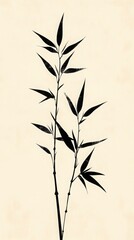 Obraz premium Bamboo Emblem Design, minimalistic vector art featuring clean lines and solid colors, ideal for logo creation and branding applications