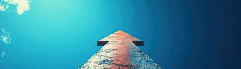 A simple arrow, pointing upward on a blank background