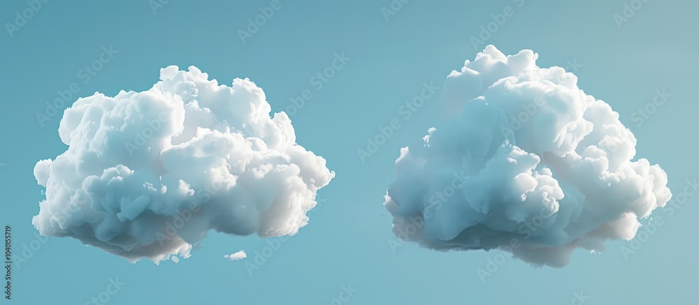 Canvas Prints two fluffy white clouds set against a clear blue sky with ample copy space image