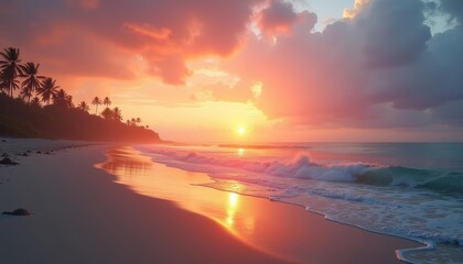 Fototapeta premium Sunset at the beach a moment of tranquility