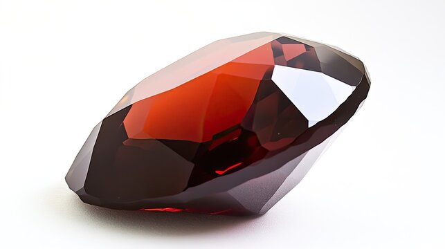 A beautiful garnet gemstone sparkling with deep red hues, arranged on a white background