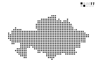 Vector abstract pixel black of Kazakhstan map. Organized in layers for easy editing.